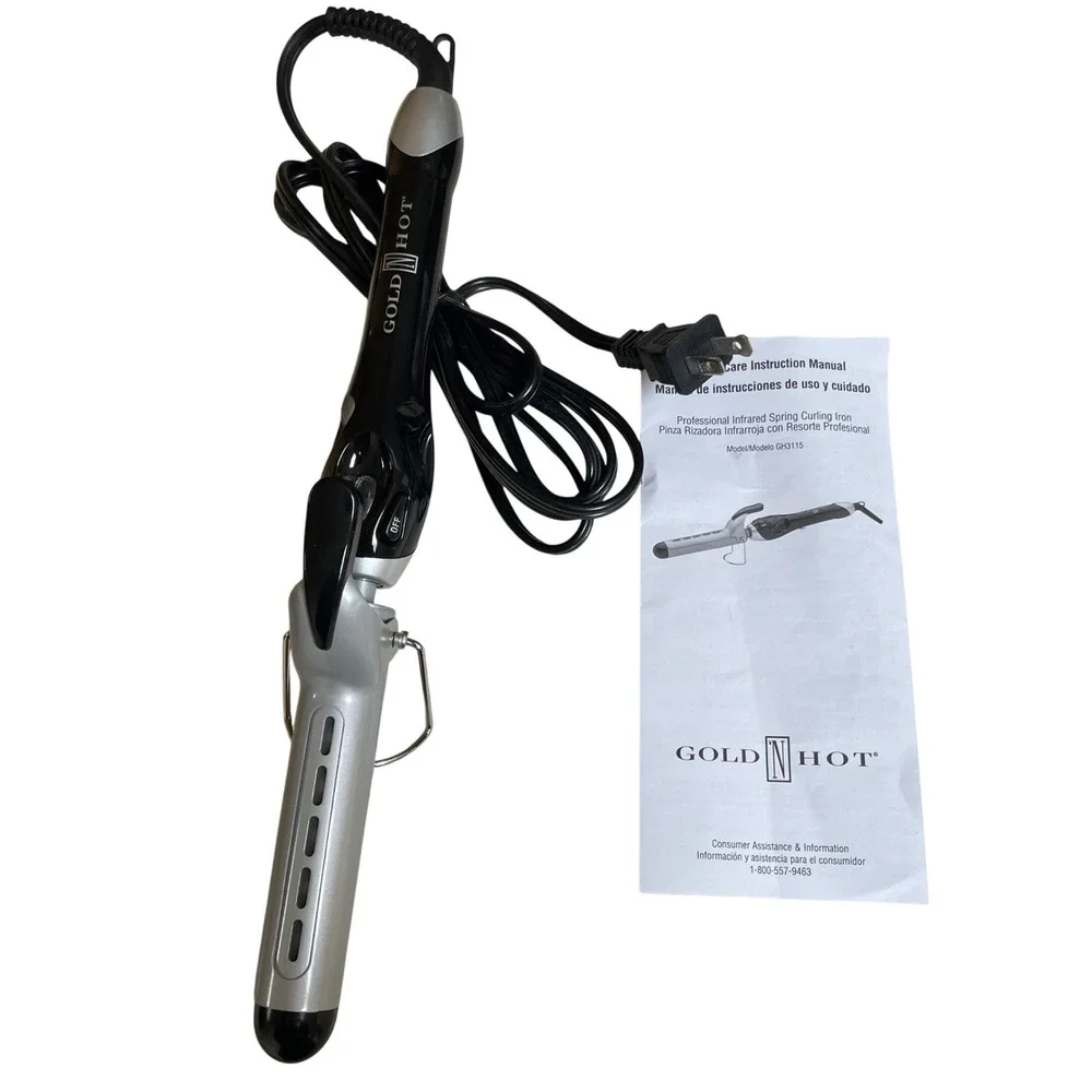 Gold N Hot Professional Infrared‎ Spring Curling Iron GH3115 Black Silver 1 Inch